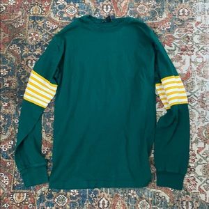 Forest green long sleeve with yellow sleeve detail